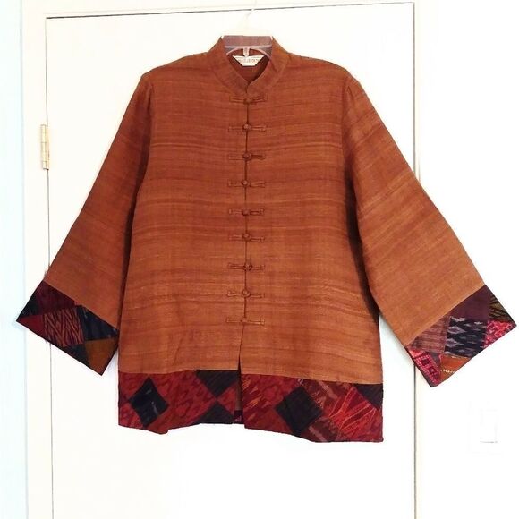 Classic Lanna Thai 100% Raw Silk Button Up Shirt Tunic - Picture 1 of 7